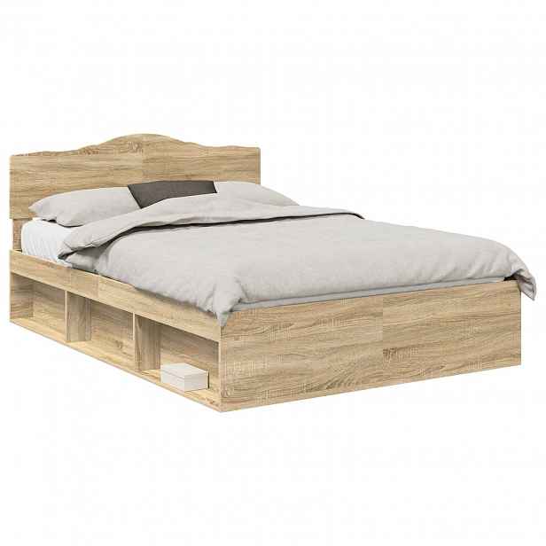 vidaXL Rám postele s čelo Sonoma dub 150 x 200 cm Masivní borové dřevo