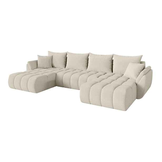 ALTDECOR SEDACÍ SOUPRAVA DO U s funkcí spaní a úložným prostorem TOKO-U-v1 378x194x86 béžová bouclé