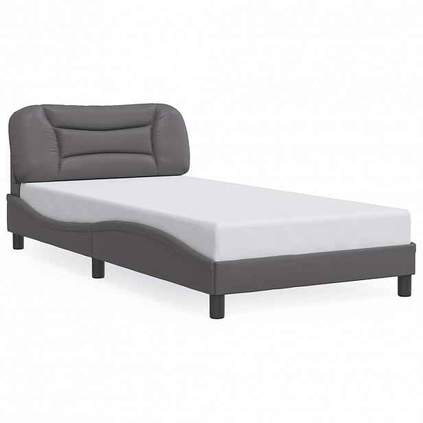 vidaXL Rám postele bez matrace Hvar šedý 100x200 cm umělá kůže