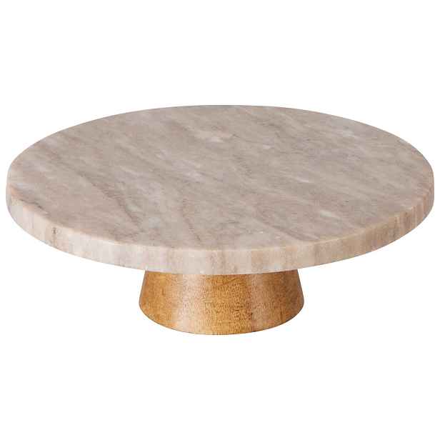 Patrový Podnos Na Zákusky Keramická Béžová Kulatá Ø 28 cm x 9 cm Velká