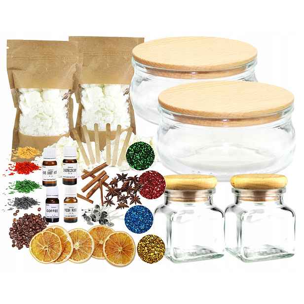 Sada na výrobu sójových svíček, elegantní sklo 2x 210 ml 2x 120 ml