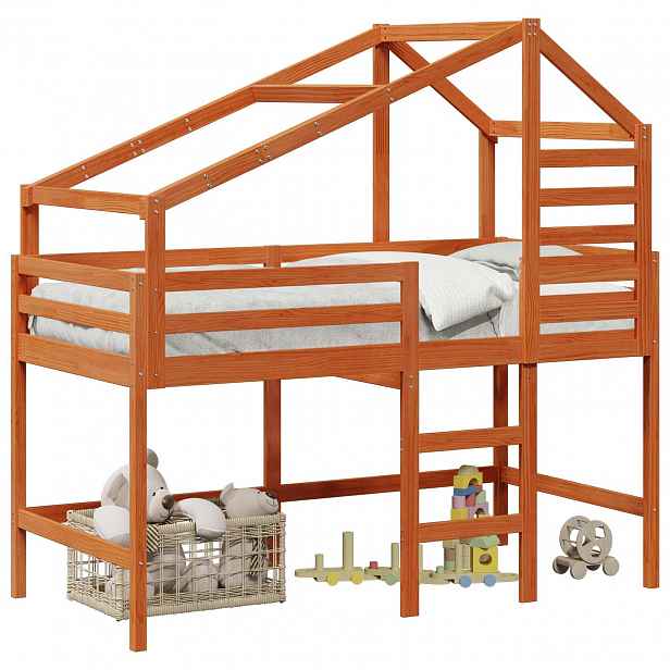 vidaXL Rám postele loft Voskově Hnědá 90 x 190 cm Masivní borovice