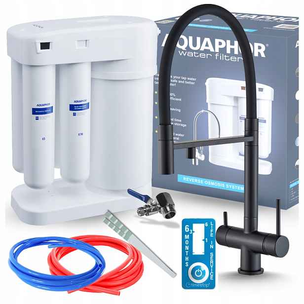 Kuchyňská Baterie Vytahovací Sprcha Černý Filtr Vody Pod Dřez Aquaphor Morion