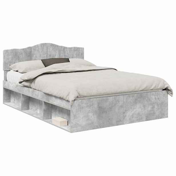 vidaXL Rám postele Betonově šedá 150 x 200 cm Masivní borové dřevo