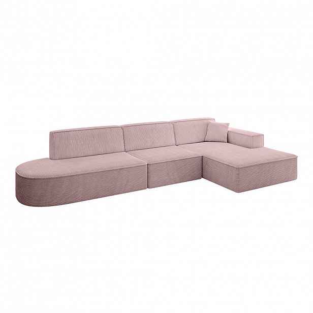 ALTDECOR ROHOVÁ SEDAČKA s otomanem vpravo IREA-L2-v4 – 327 x 165 x 77 cm, růžová