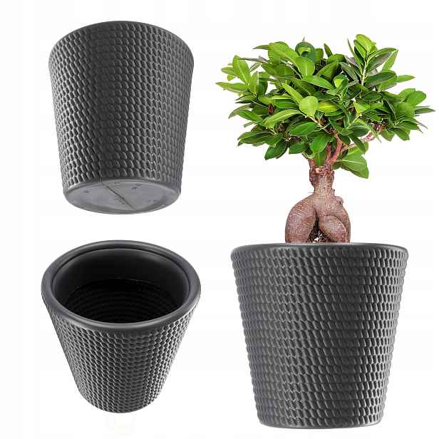 Květináč Květináč Plastový Obal Rostlin Kulatý 40 cm Antracit