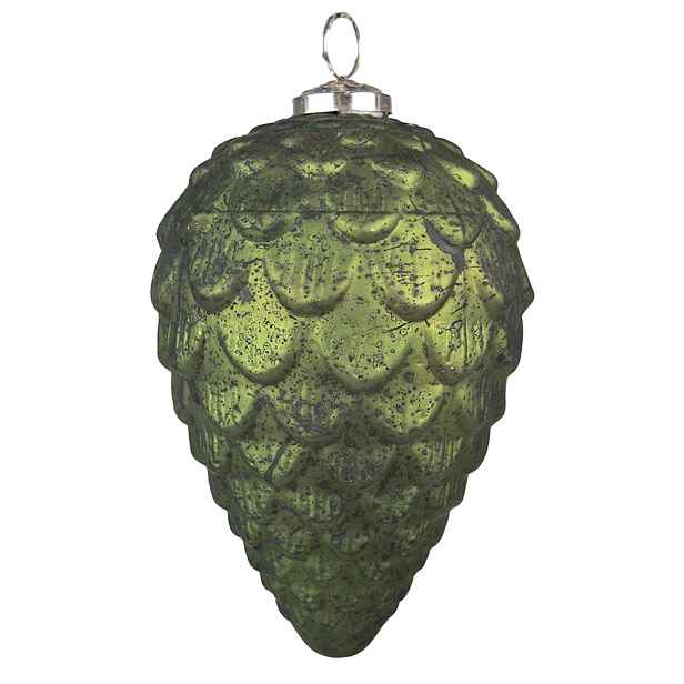Zelená antik skleněná vánoční ozdoba šiška - Ø 9*15 cm Clayre & Eef
