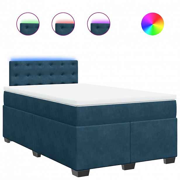 vidaXL Box spring postel s matrací modrá 120 x 200 cm samet