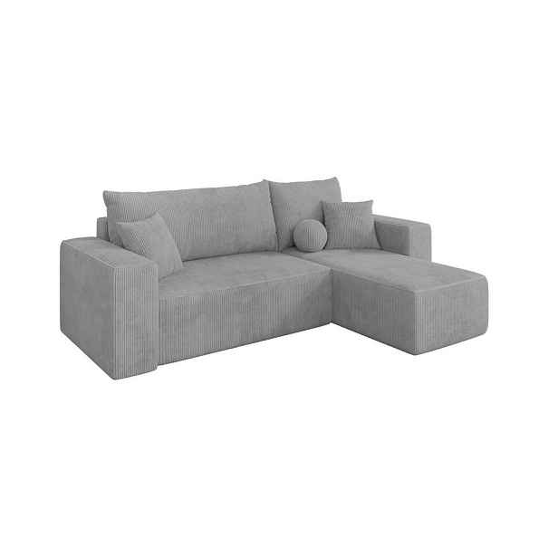 ALTDECOR ROHOVÁ SEDAČKA s funkcí spaní, otoman vpravo SENO-L 249x139x85 šedá manšestr