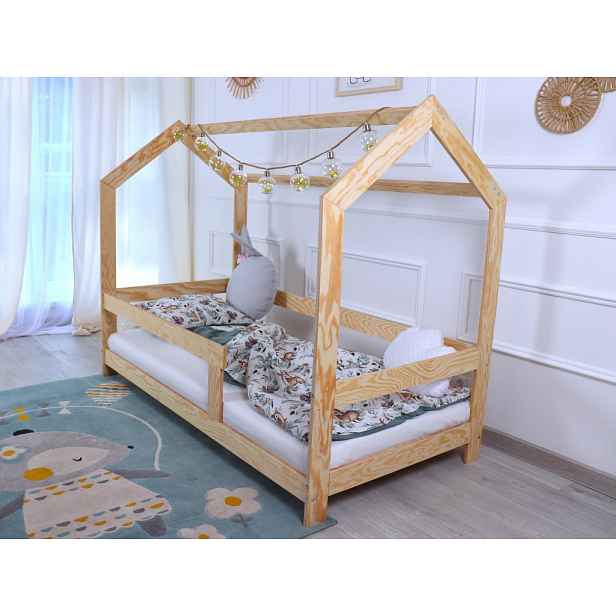 ELIS DESIGN Postel domeček Basic se zábradlím - na nožkách rozměr lůžka: 90 x 180 cm, šuplík, nožičky: s nožičkami 10 cm