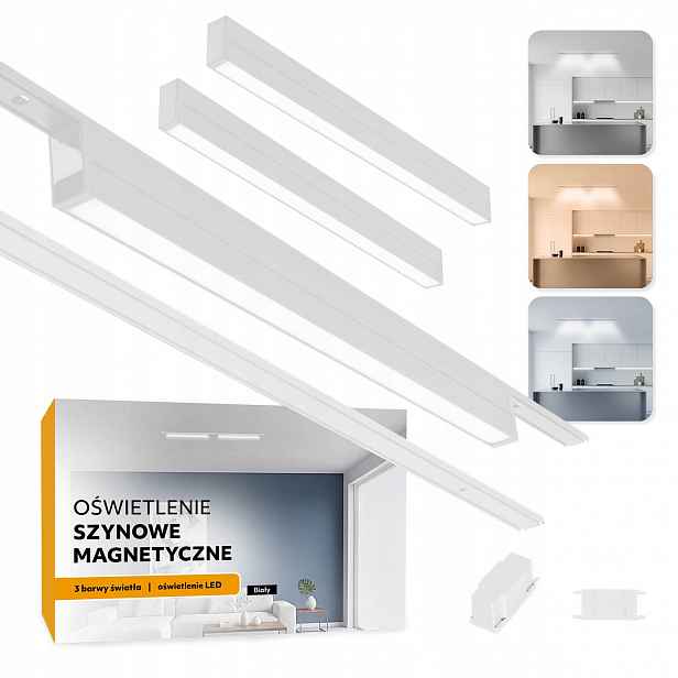 Magnetické kolejnicové osvětlení 2x Lišta 1m 2x 20W Led lampa 3CCT bílá