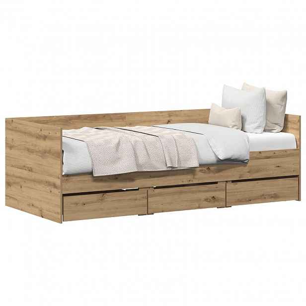 vidaXL Daybed se zásuvkou Artisanový dub 90 x 190 cm Kompozitní dřevo
