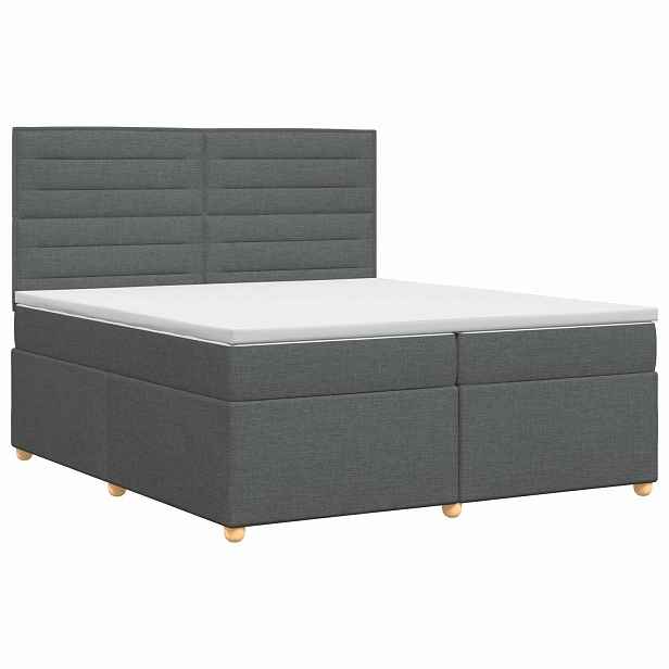 vidaXL Postel boxspring s matrací Tmavě šedá 200 x 200 cm Textil