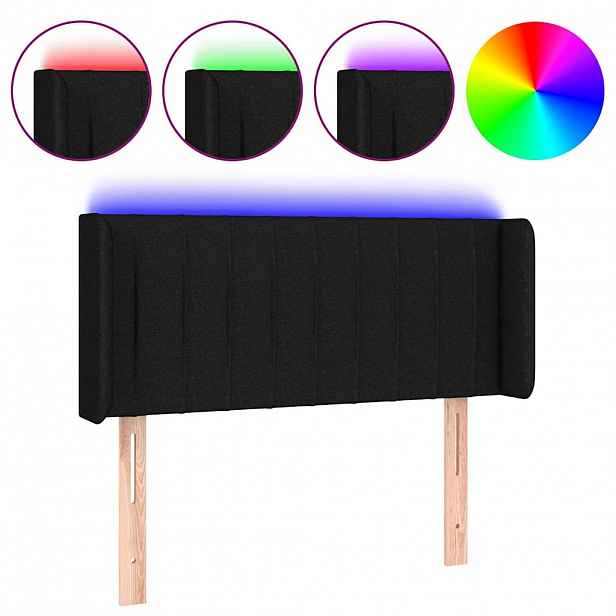vidaXL Čelo postele s LED černé 93 x 16 x 78/88 cm textil