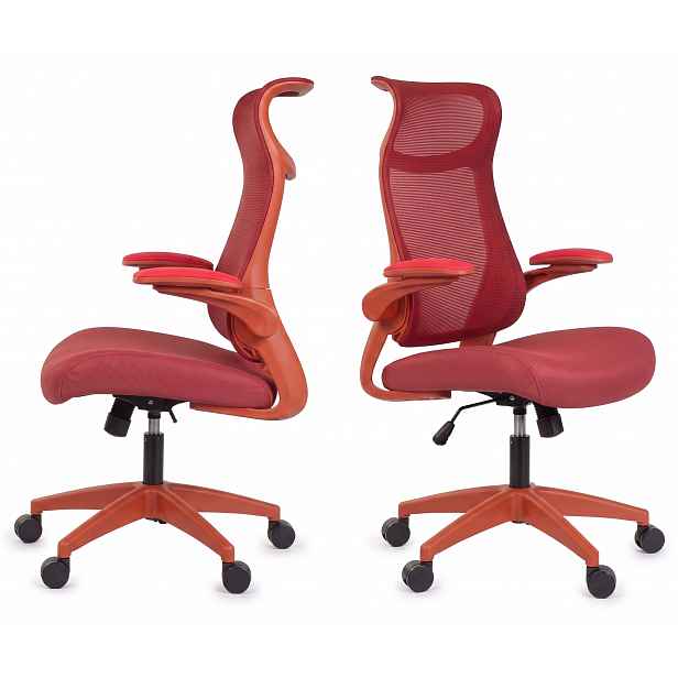 Ergonomické červené kancelářské křeslo FHX001 s nastavitelnými područkami Bozp
