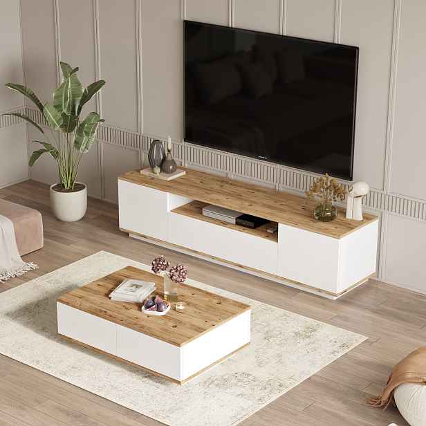 Kalune Design Sada nábytku do obývacího pokoje Fr 17 borovice Atlantic/bílá