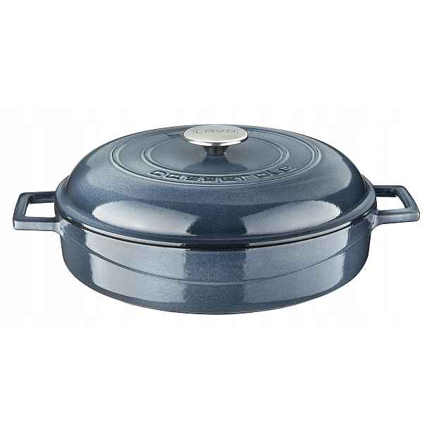 Lava Metal Litinový hrnec "Folk" nízký kulatý 28 cm šedá majolika