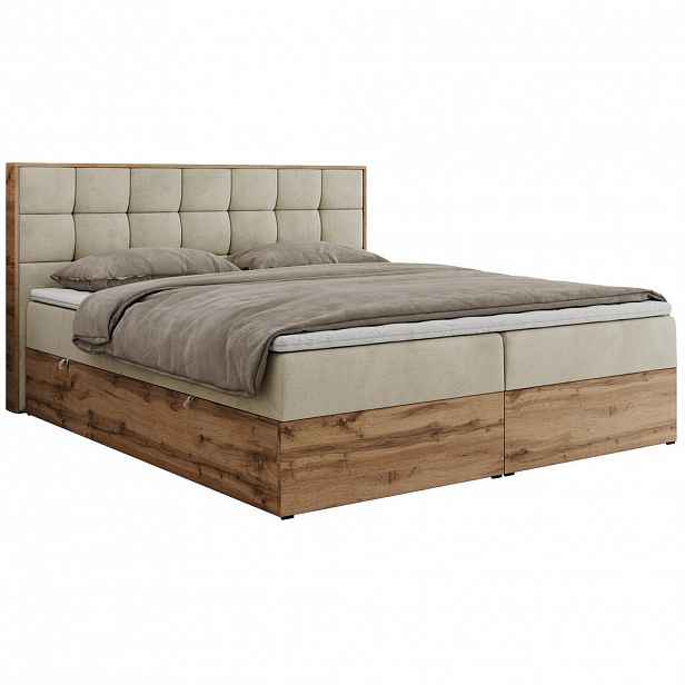MKS KONTINENTÁLNÍ POSTEL ALBERO 1 160/200 - Béžová Samet - H3