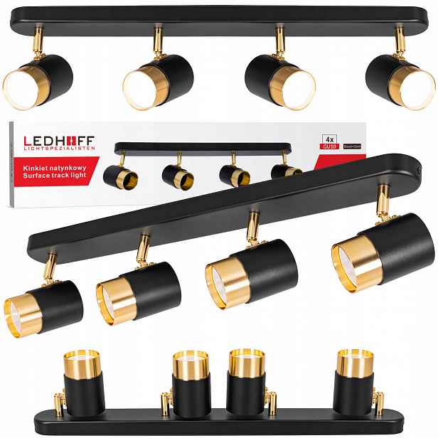 Stropní svítidlo Led kolejnice Spot halogenové svítidlo 4xGU10 Lampa Černá zlatá