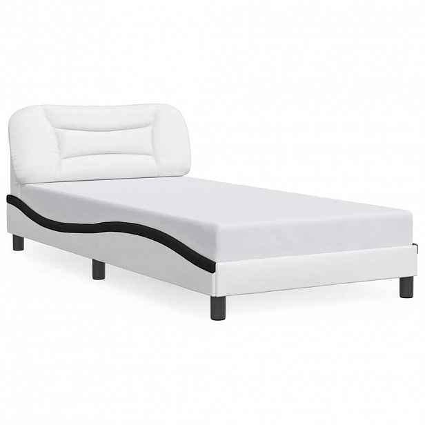 vidaXL Rám postele bez matrace Hvar bílý a černý 100 x 200 cm umělá kůže