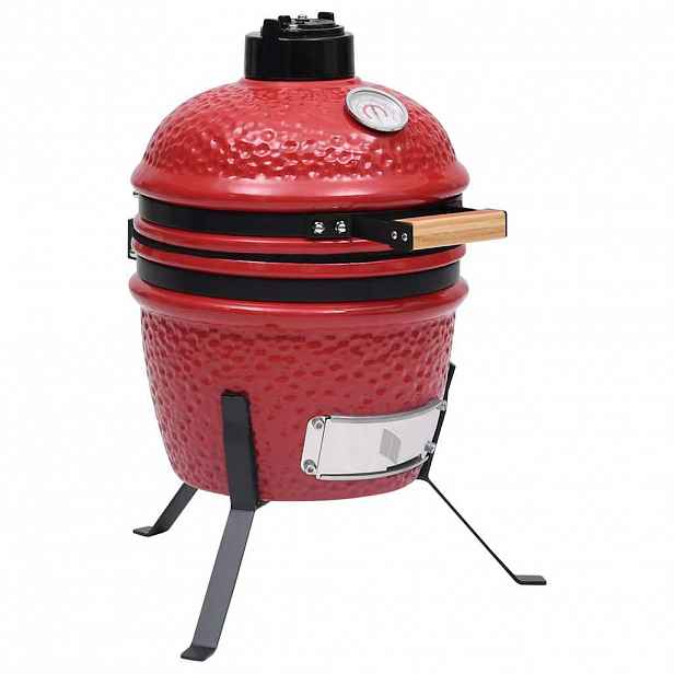 vidaXL Zahradní gril a udírna 2 v 1 Kamado keramický 56 cm červený