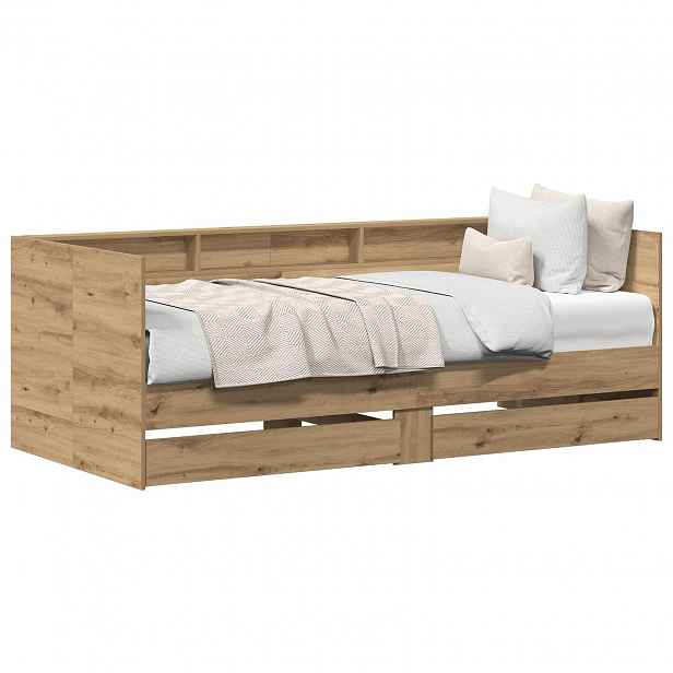 vidaXL Daybed se zásuvkou Artisanový dub 90 x 200 cm Kompozitní dřevo