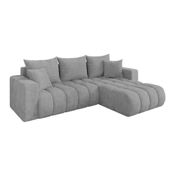 ALTDECOR ROHOVÁ SEDAČKA s funkcí spaní, otoman vpravo MILA-L-v1 277x195x86 šedá manšestr