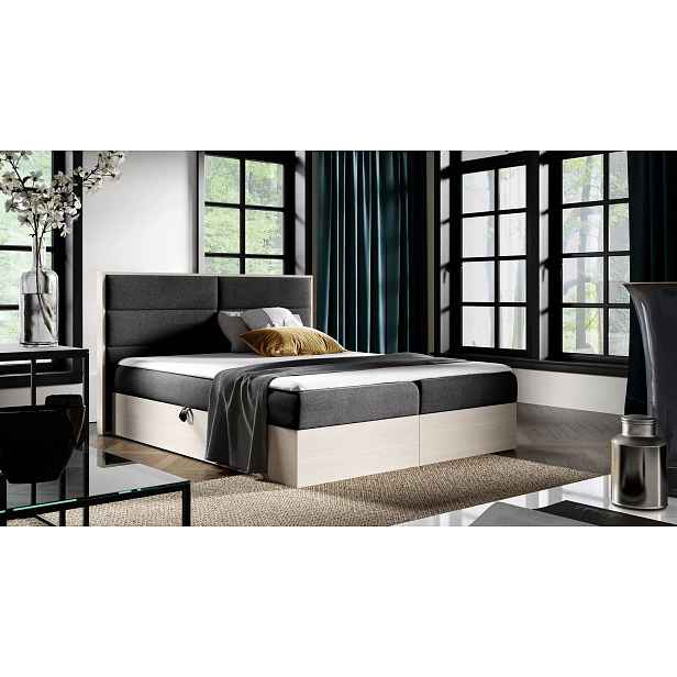 Manželská postel 200x220 CHANTELLE 5 - nordic teak / grafitová + topper ZDARMA