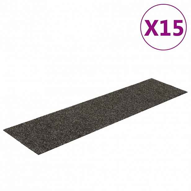 vidaXL Schodové rohože samolepicí 15 ks 76 x 20 cm antracitové obdélníkové