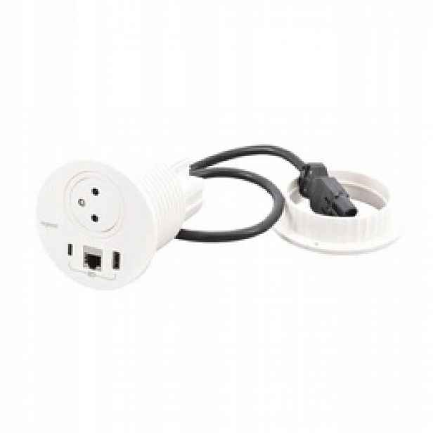 Nábytková zásuvka 2P+Z/USB A+C/RJ45 Bílá 654701