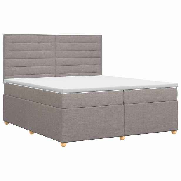 vidaXL Postel boxspring s matrací s čelo Taupe 200 x 200 cm Textil