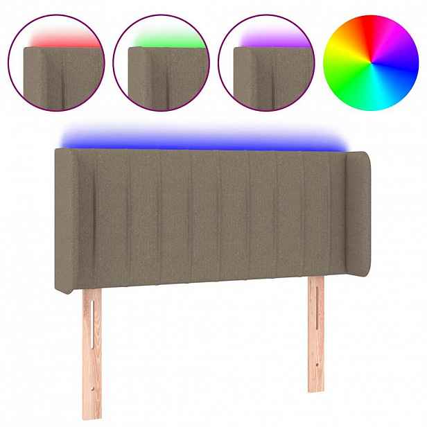 vidaXL Čelo postele s LED taupe 93 x 16 x 78/88 cm textil