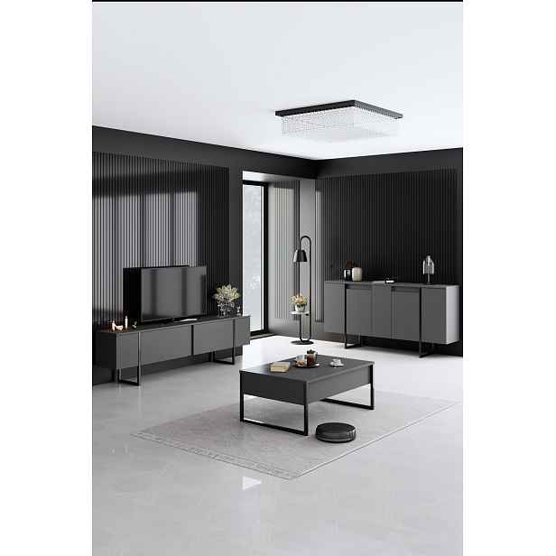 Kalune Design Sada nábytku do obývacího pokoje Luxe antracit/černá