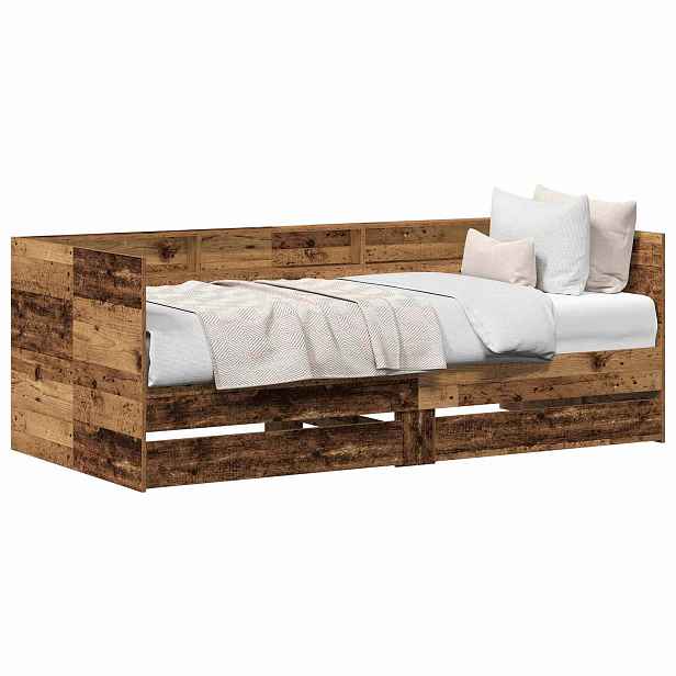 vidaXL Daybed se zásuvkou Staré dřevo 90 x 190 cm Kompozitní dřevo