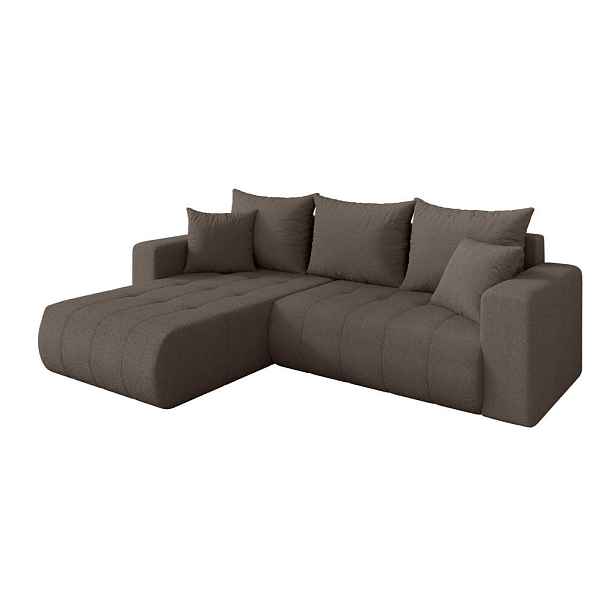 ALTDECOR ROHOVÁ SEDAČKA s funkcí spaní, otoman vlevo MILA-L 277x194x86 hnědá bouclé