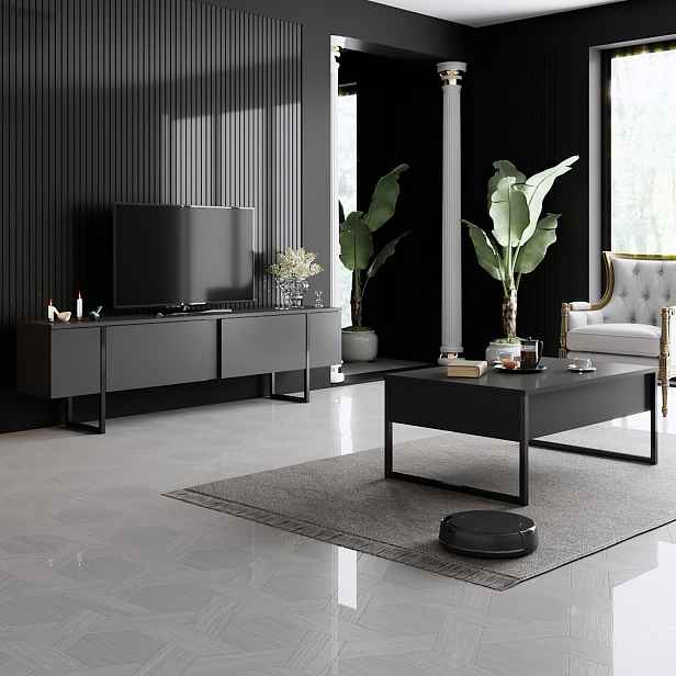 Kalune Design Sada nábytku do obývacího pokoje Luxe antracit/černá II
