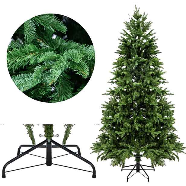 Klasický umělý vánoční stromeček hustý Pe/pvc 210 cm 1255 konců stojan 46869R