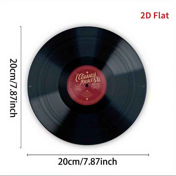TEMU 2D Plochý, 2D Plochý Povrch, 2D Plošný Tisk, Vinylová Deska s Červenou Etiketou s Tištěnou Klasickou Melodií jako Nástěnná do Interiéru,