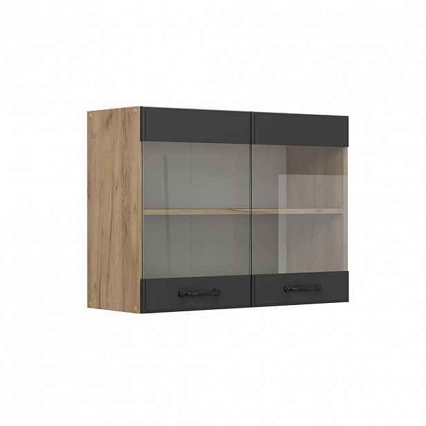Vicco SKLENĚNÁ KUCHYŇSKÁ SKŘÍŇKA R-Line Antracitový venkovský dům 80 cm