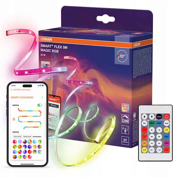 Led pásek 5 m 24W Rgb stmívatelný s dálkovým ovládáním WiFi Smart+ Magic Osram