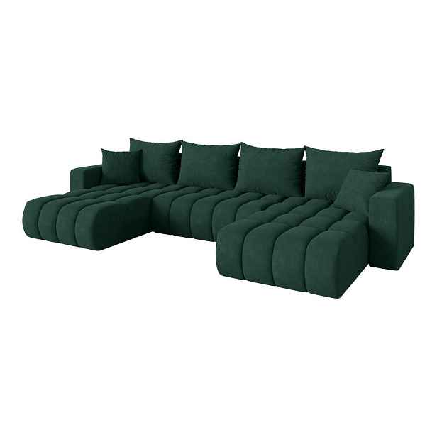 ALTDECOR SEDACÍ SOUPRAVA DO U s funkcí spaní a úložným prostorem MILA-U-v1 378x194x86 zelená velur