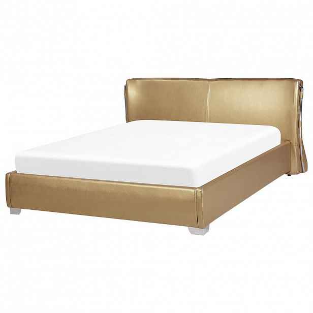 Beliani VODNÍ POSTEL 160/200 cm Zlatá Paris