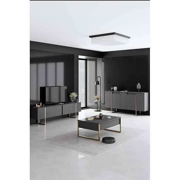 Kalune Design Sada nábytku do obývacího pokoje Luxe antracit/zlatá