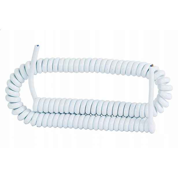 Připojovací kabel Spirálový šňůra 3x1,00 mm2 Bílý roztažitelný do 10 m