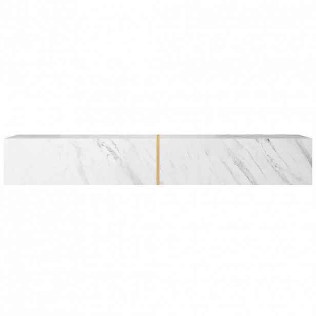 Selsey TV stolek Bisira bílý mramorový dekor / zlatý 200/30/32 cm