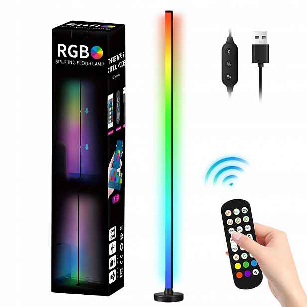 Stojací rohová stojací lampa Rgb Led Dálkový Ovladač Apklikace Efekt Duhy 3D