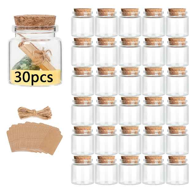 TEMU / ks Mini skleněné dózy s korkovými víčky - 1.7 Oz (50 ml) kulaté opakovaně použitelné nádoby na koření, bylinky, květiny a ruční práce, včetně