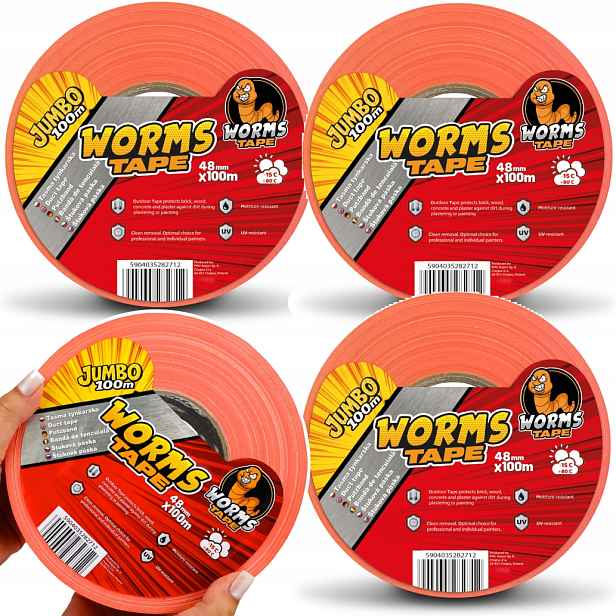 Omítací Páska Worms Tape Oranžová 48MM x 100M Jumbo 3ks