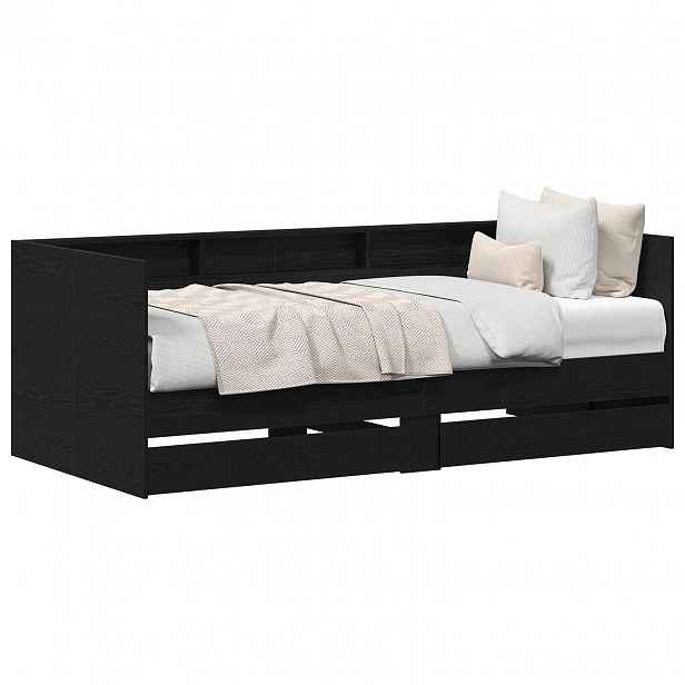 vidaXL Daybed se zásuvkou Černý dub 90 x 190 cm Kompozitní dřevo
