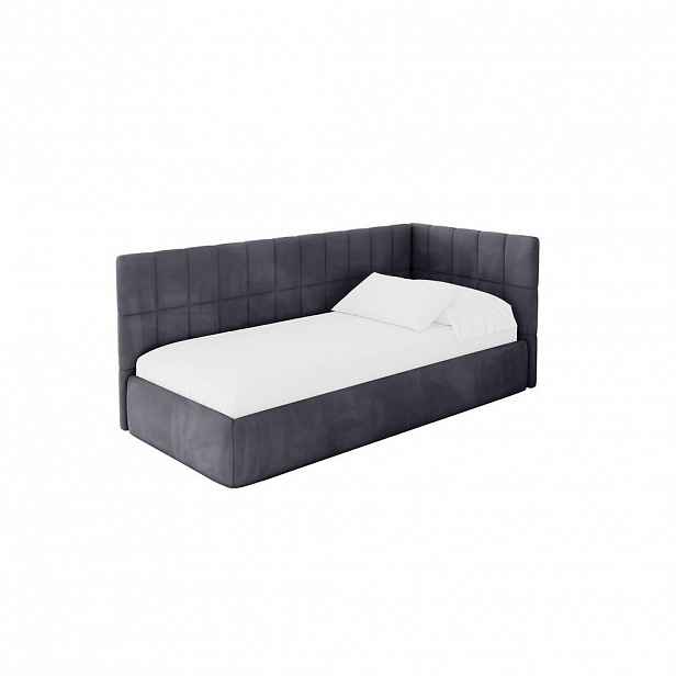 ALTDECOR JEDNOLŮŽKOVÁ POSTEL pro mládež s úložným prostorem, vlevo - TULY 100x200 tmavě šedá